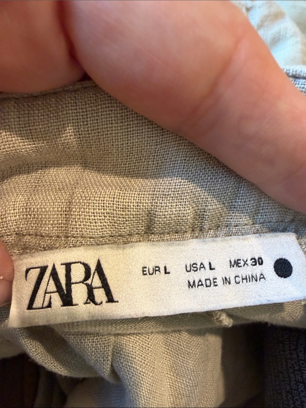 Zara Women’s Light Gray Linen-Blend Chinos - Picture 2 of 4